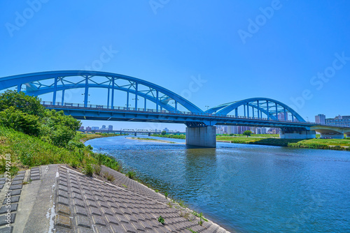 東京都大田区田園調布の多摩川河川敷から丸子橋方面 photo