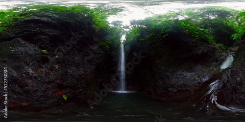 Waterfalls among the green forest. Dumalabdab Falls. Negros, Philippines. 360 panorama. photo