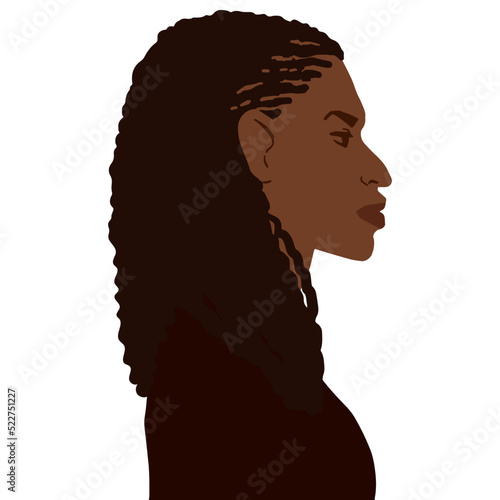 African american man side view portrait with braids hairstyle vector illustration isolated