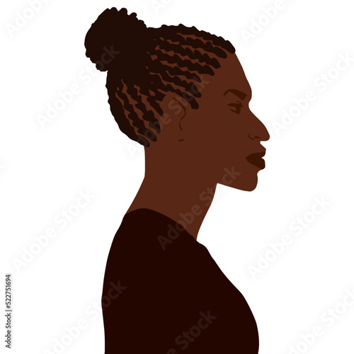African american man side view portrait with braids in bun hairstyle vector illustration isolated