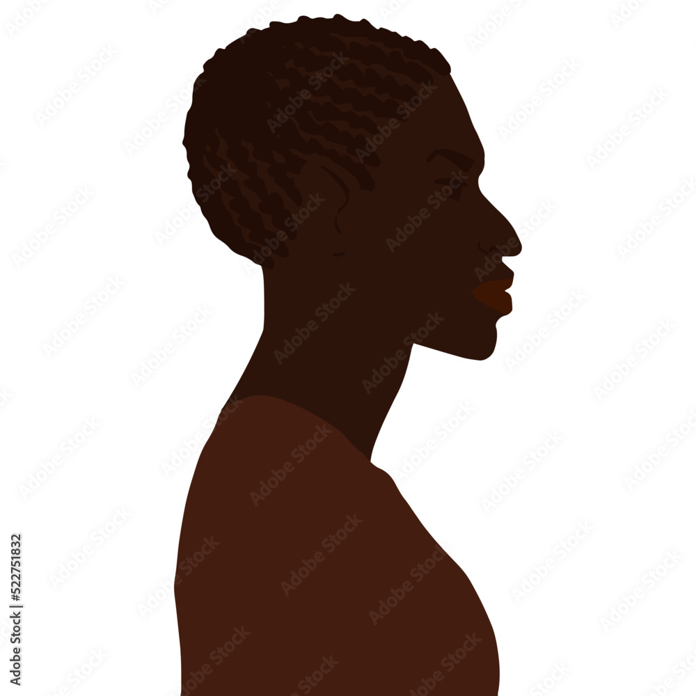 African american man side view portrait with short braids hairstyle vector illustration isolated