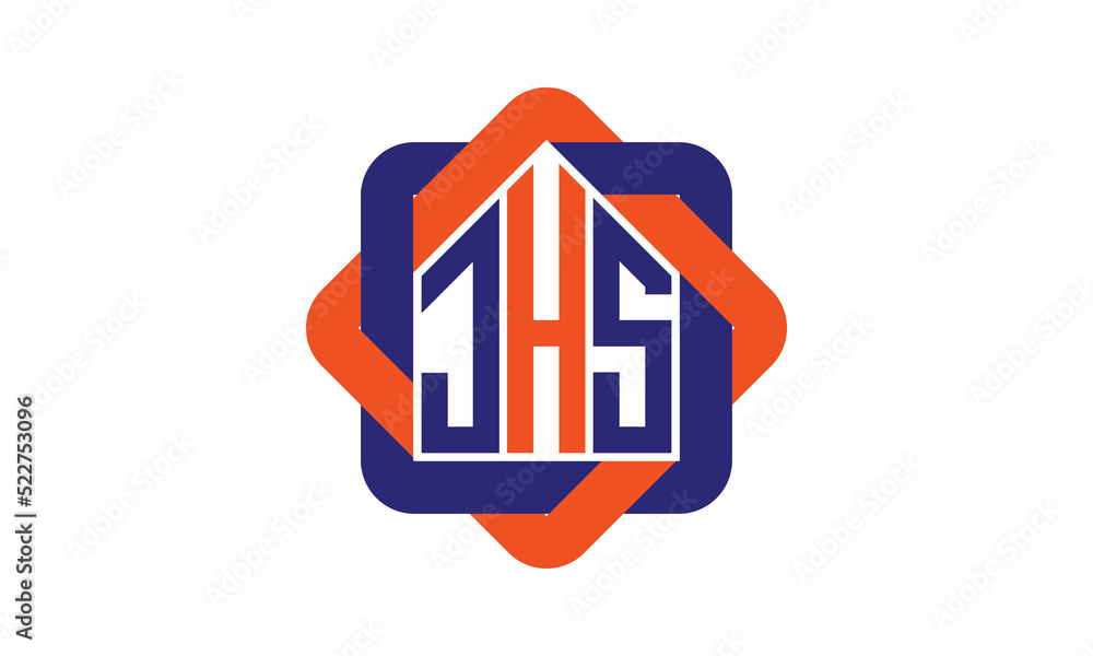 JHS three letter real estate logo with home icon logo design vector