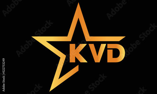 KVD golden luxury star icon three letter logo design vector template. royal logo | luxury logo | jewelry logo | premium logo | iconic logo | Victoria logo |	