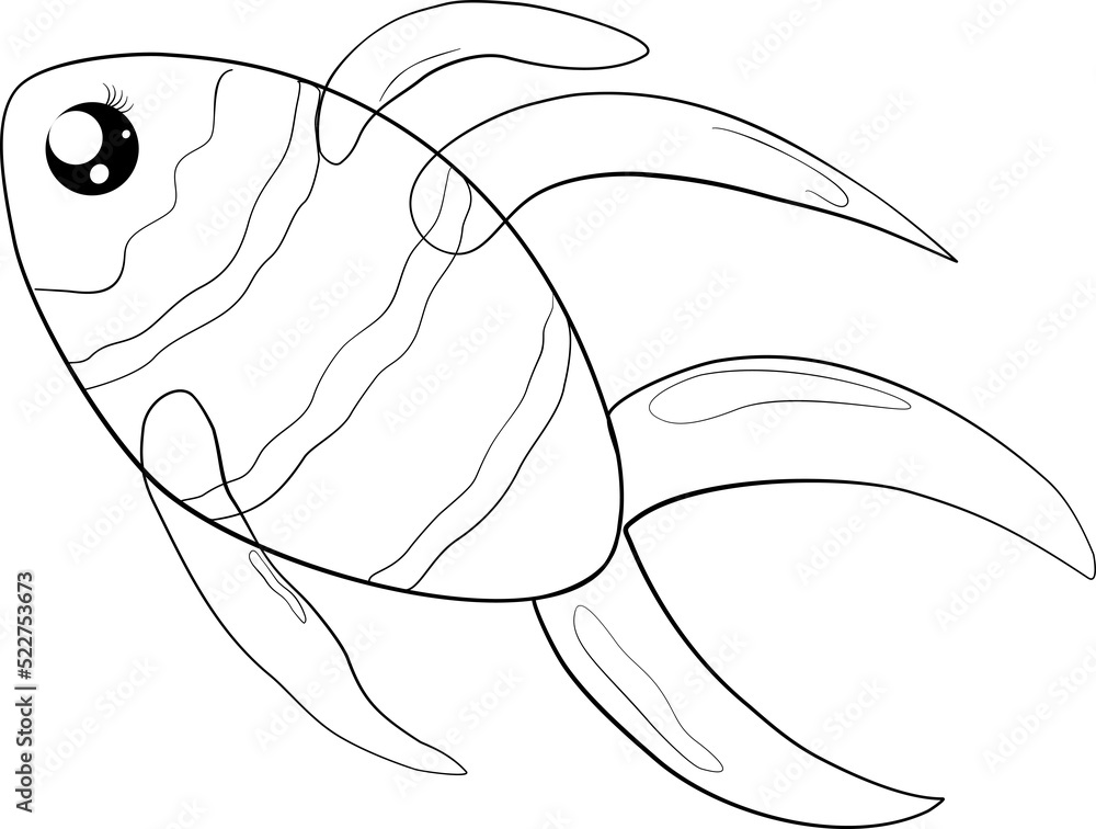 Fototapeta premium Doodle sketch cartoon fish cute underwater sea element decoration abstract background wallpaper