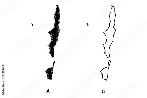 Bazaruto Archipelago (Republic of Mozambique, Indian Ocean) map vector illustration, scribble sketch Bazaruto, Benguerra, Magaruque, Santa Carolina island map photo