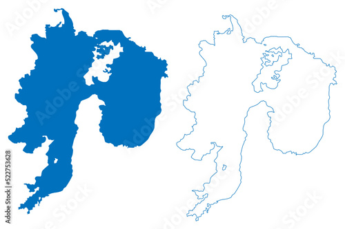 Lake Karakul (Republic of Tajikistan) map vector illustration, scribble sketch Qarokul map