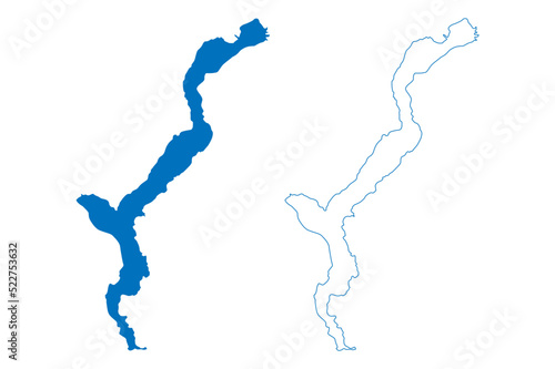 Lake Maggiore (Italian Republic, Italy, Switzerland, Swiss Confederation) map vector illustration, scribble sketch Lago Verbano map