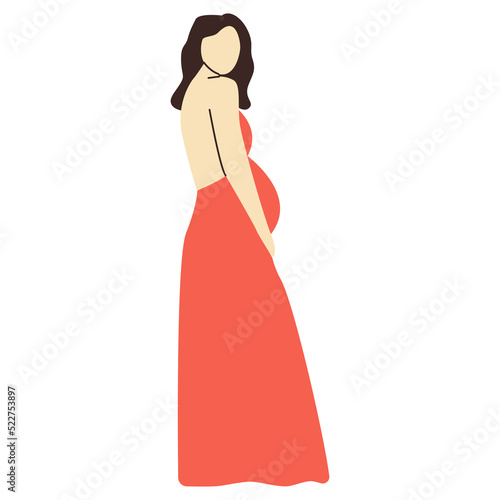 Pregnant woman. Concept vector illustration in minimal style. Abstract female portrait. Boho clipart. Stock vector illustration  EPS 10.