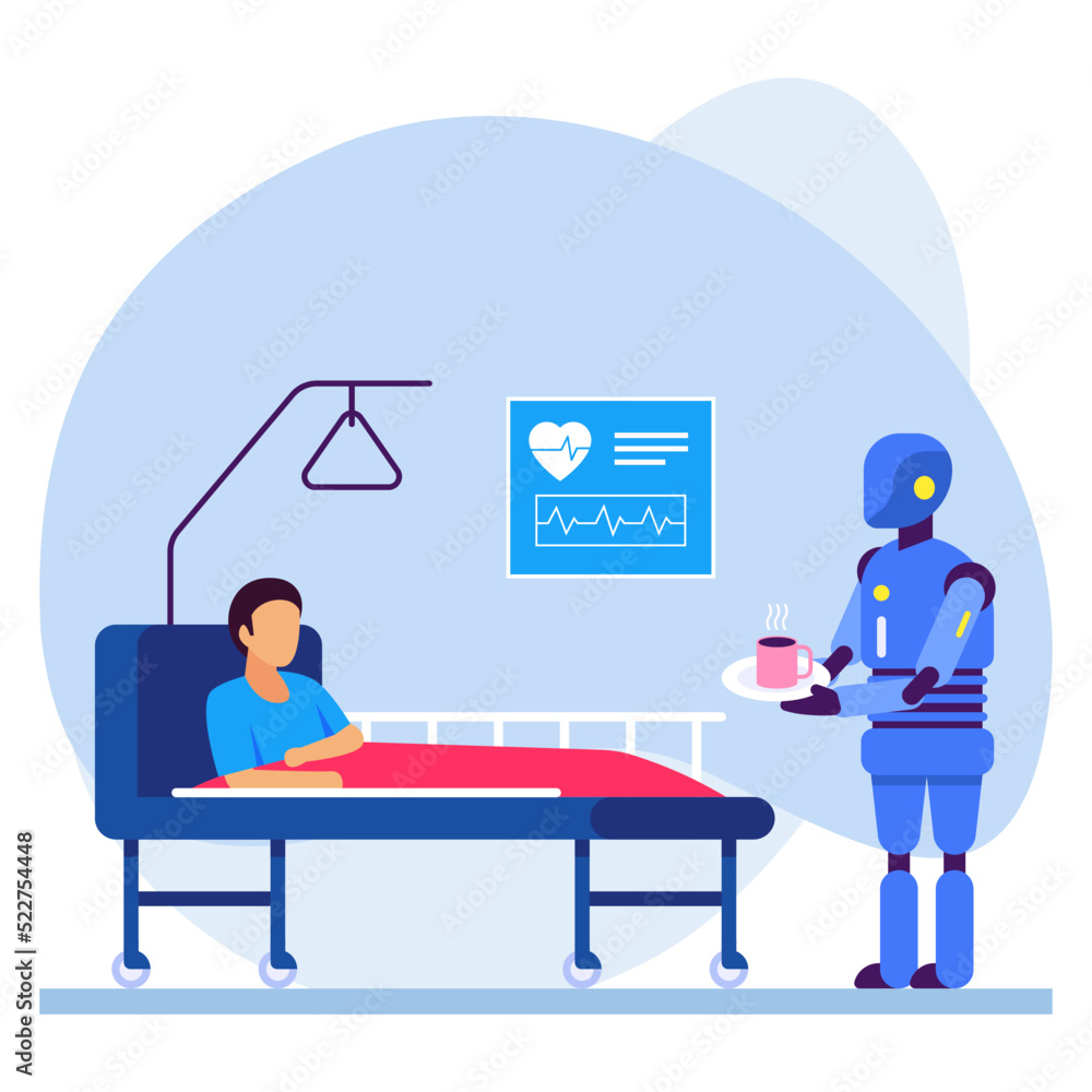 intensive care unit robot Concept, Cardiologist cobot vector icon design, Robotic medicine symbol, Healthcare Scene Sign, Innovation Artificial Intelligence Works in Modern Clinic stock illustration intensive care unit robot Concept, Cardiologist cobot vector icon design, Robotic medicine symbol, Healthcare Scene Sign, Innovation Artificial Intelligence Works in Modern Clinic stock illustration