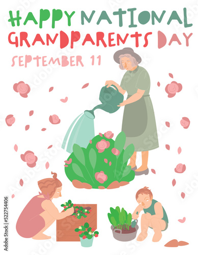 Happy national grandparent s day greeting card. Vector illustration