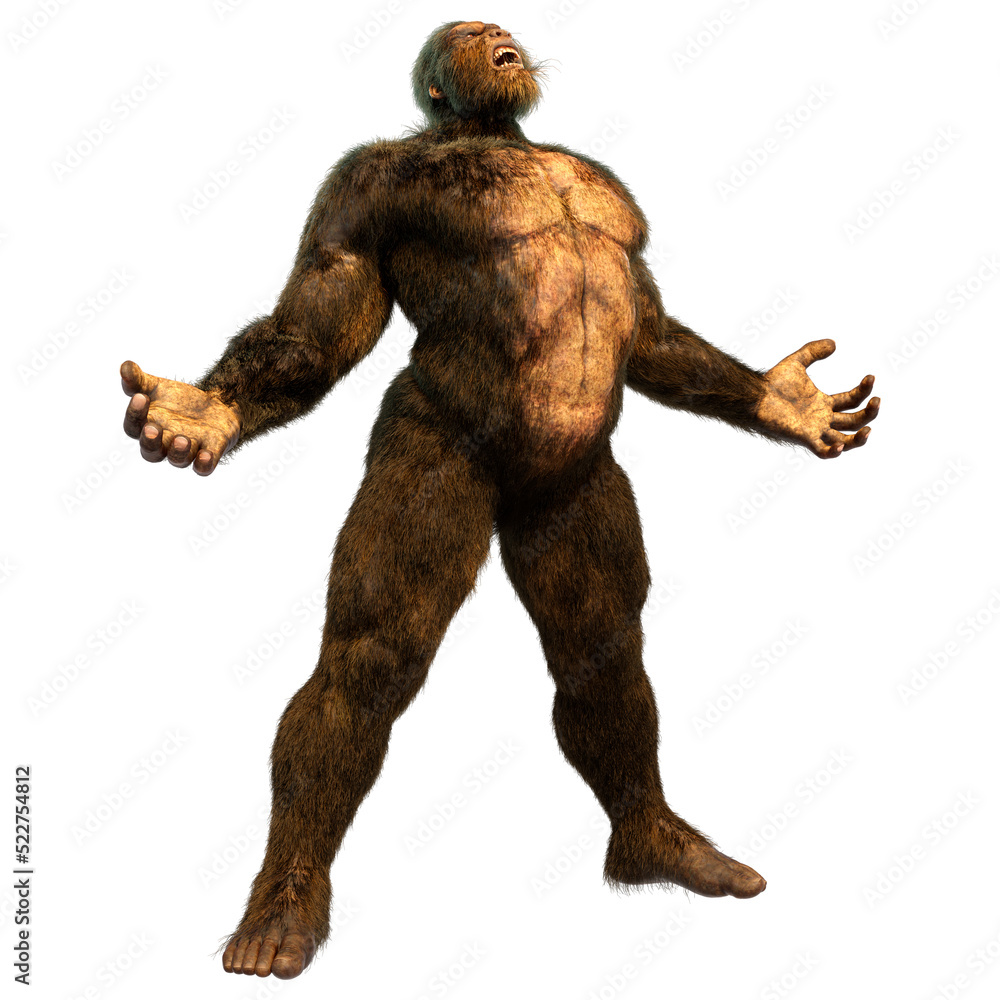 3D Rendering Sasquatch on White 3D Rendering Sasquatch on White