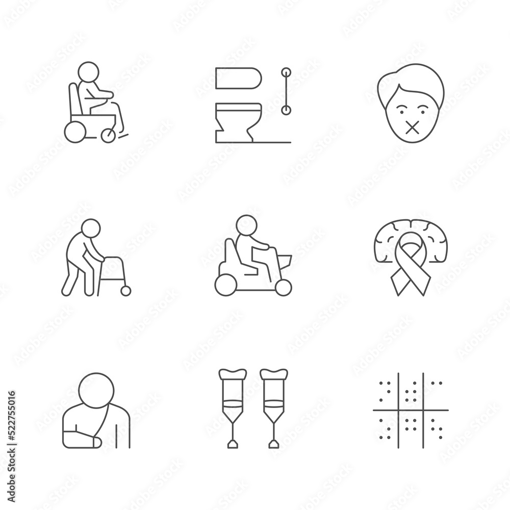 Set line icons of disabled people Set line icons of disabled people