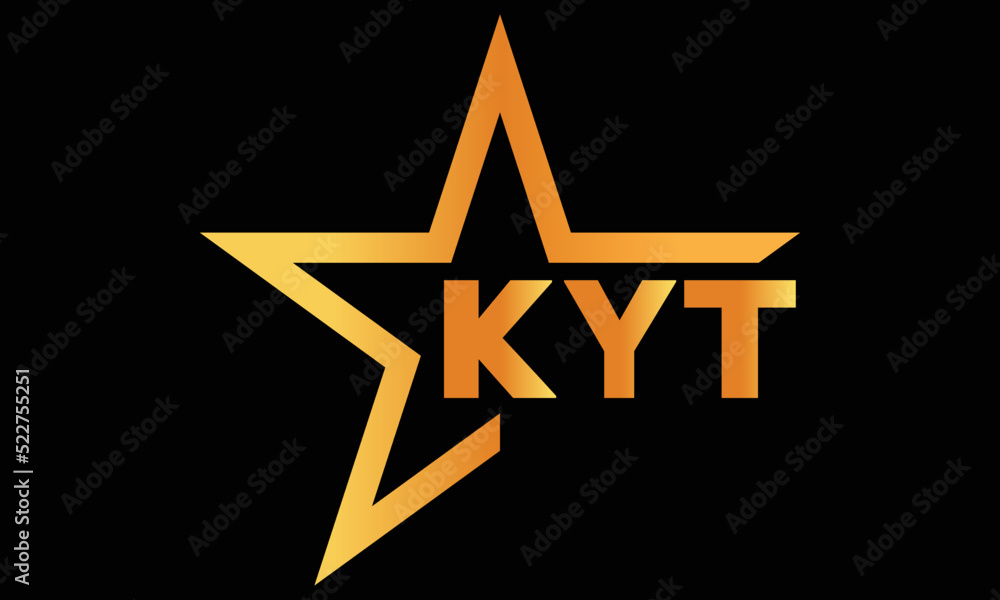 KYT golden luxury star icon three letter logo design vector template ...