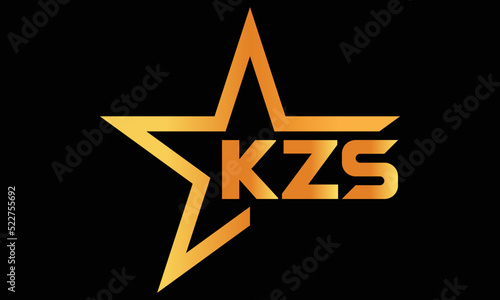 KZS golden luxury star icon three letter logo design vector template. royal logo | luxury logo | jewelry logo | premium logo | iconic logo | Victoria logo |	 photo