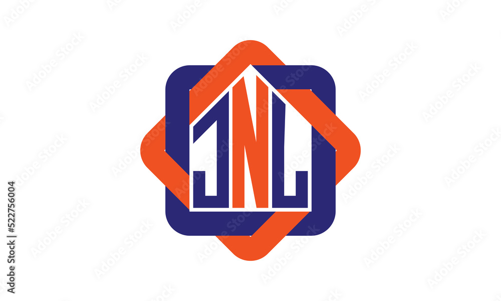 JNL three letter real estate logo with home icon logo design vector