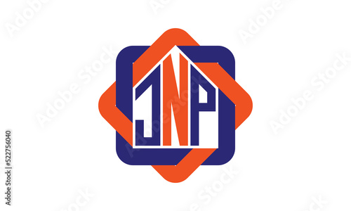 JNP three letter real estate logo with home icon logo design vector template | construction logo | housing logo | engineering logo | initial letter logo | minimalist logo | property logo | photo