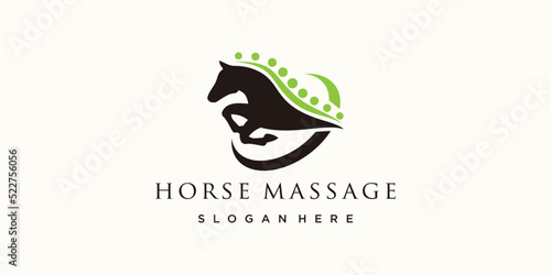 Horse massage logo illustration health care