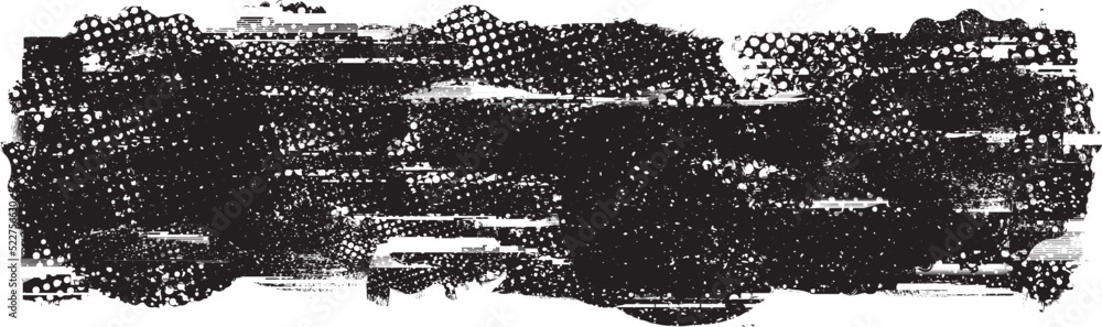 Obraz premium Glitch distorted geometric shape . Noise destroyed logo . Trendy defect error shapes . Glitched frame .Grunge textured . Distressed effect .Vector shapes with a halftone dots screen print texture.