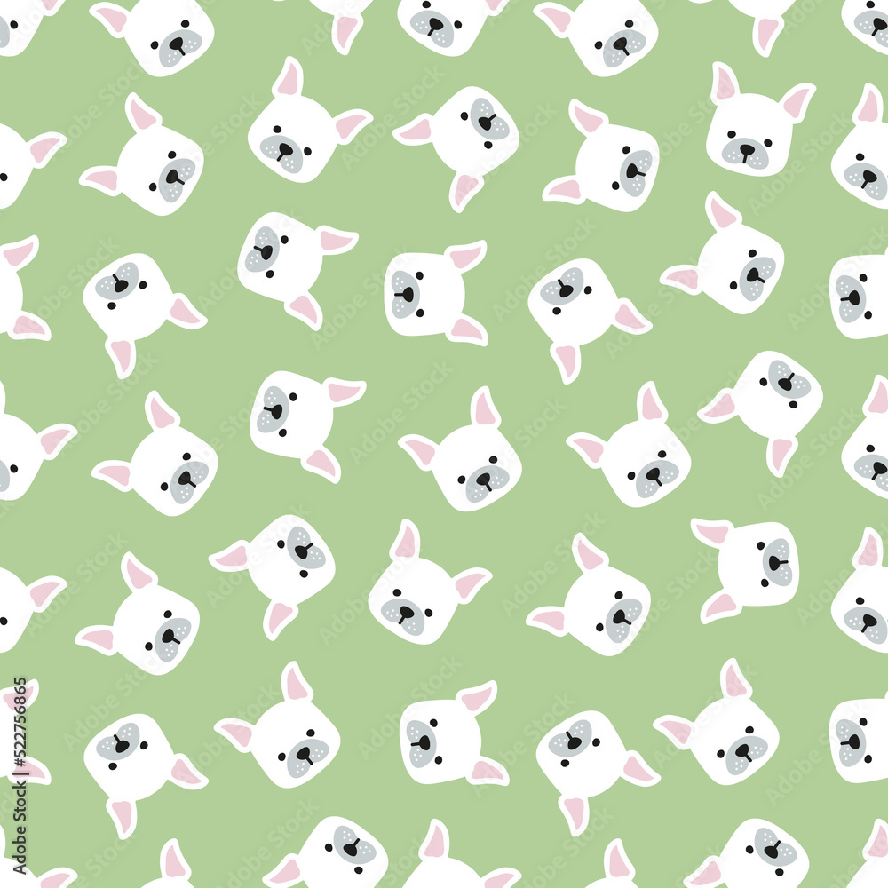Green seamless pattern with dogs.