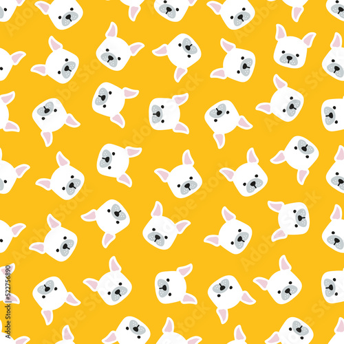 Yellow seamless pattern with dogs.