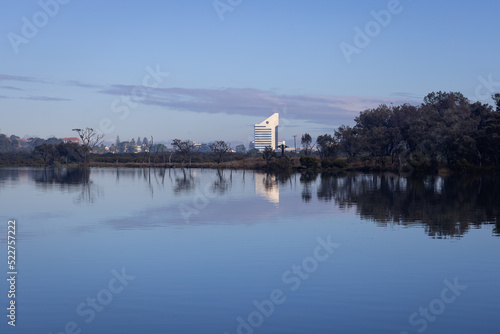 view of Bunbury skyline with reflection in inlet photo