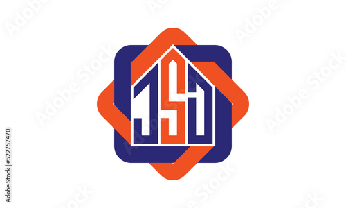 JSD three letter real estate logo with home icon logo design vector template | construction logo | housing logo | engineering logo | initial letter logo | minimalist logo | property logo |
