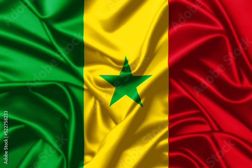 Senegal waving flag close up satin texture background