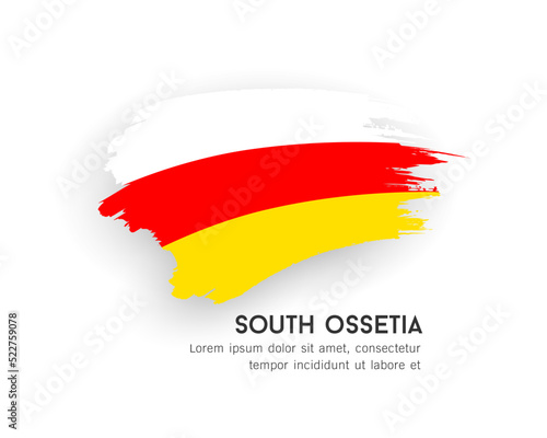 Flag of South Ossetia  brush stroke design isolated on white background  EPS10 vector illustration 