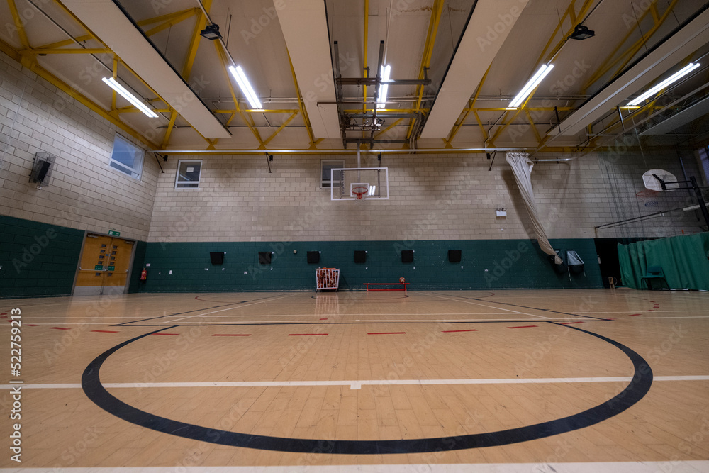 Empty indoor basketball court - obrazy, fototapety, plakaty 