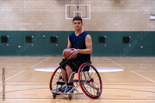 Portrait of male basketball player in wheelchair
