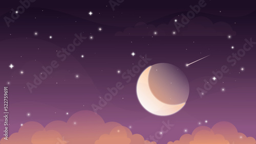 Fototapeta Naklejka Na Ścianę i Meble -  planet in space, Starry sky, moon in the night sky, sunset, evening sky, stars	