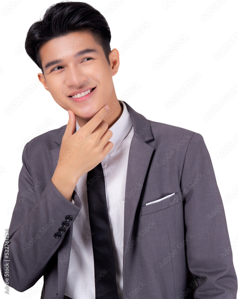 Portrait young asian business man in suit with smart thinking idea isolated png transparent file, businessman standing and planning for success, handsome manager or executive, emotion and expression. Portrait young asian business man in suit with smart thinking idea isolated png transparent file, businessman standing and planning for success, handsome manager or executive, emotion and expression.