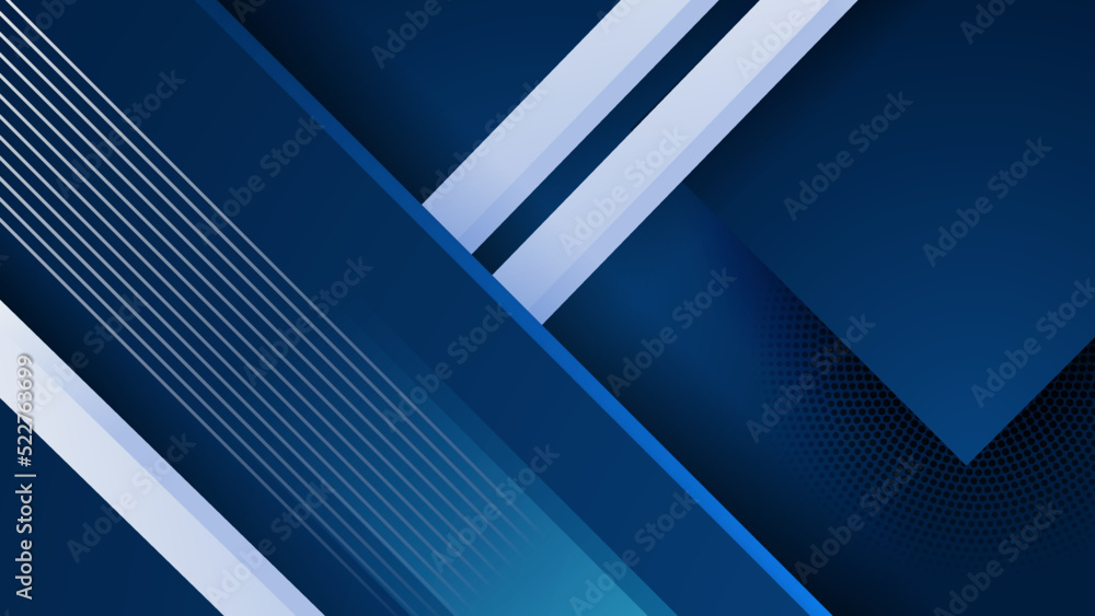 Fototapeta premium Blue and white geometric shapes abstract background geometry shine and layer element vector for presentation design. Suit for business, corporate, institution, party, festive, seminar, and talks.
