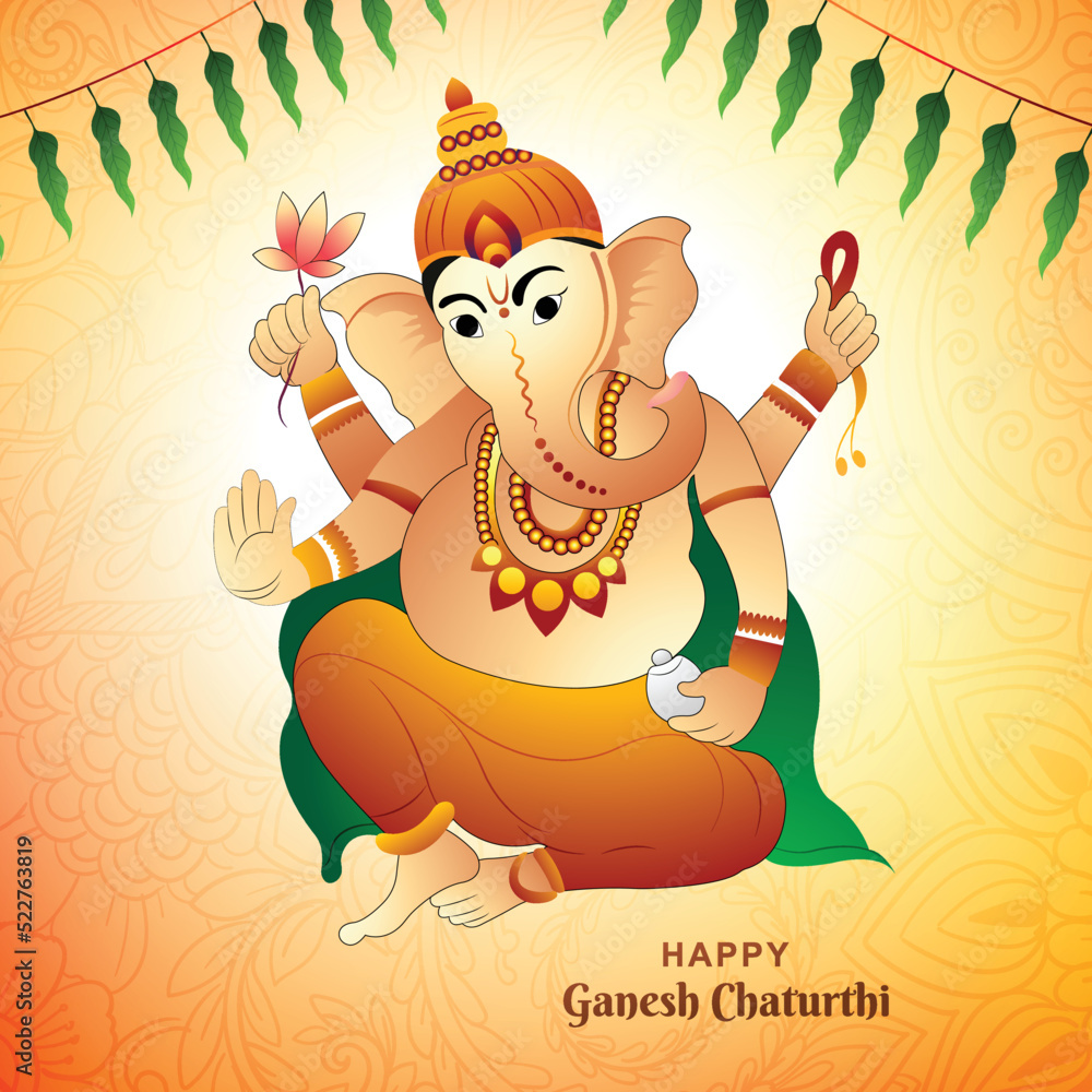 Naklejka premium Lord ganpati on ganesh chaturthi celebration holiday card background
