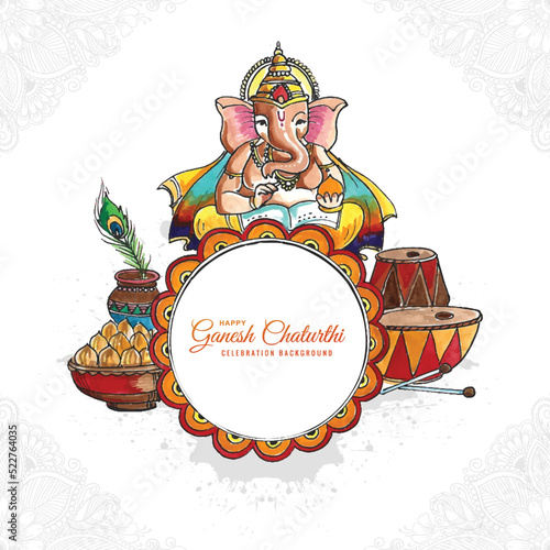 Lord ganpati on ganesh chaturthi celebration holiday card background © Harryarts