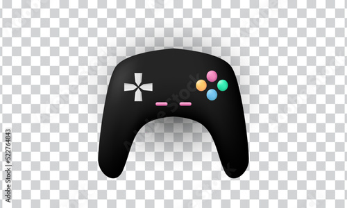 unique black joystick gamepad game console controller 3d icon design isolated on transparant background.Trendy and modern vector in 3d style.