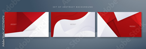 Modern red and white geometric shapes abstract background geometry shine and layer element vector for presentation design. Suit for business, corporate, institution, party, festive, seminar, and talks