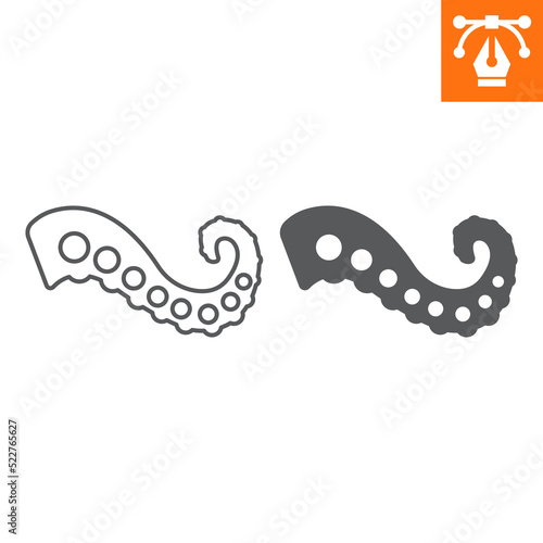 Fotobehang Octopus tentacle line and solid icon , outline style icon for web site or mobile app, food and saefood, tentacles vector icon, simple vector illustration, vector graphics with editable strokes