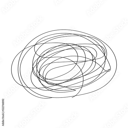 Vector. The concept of anxiety and stress. The flow of thoughts, emotions, consciousness. Illustration for coaching, psychoanalysis, therapy. Line drawn in doodle style