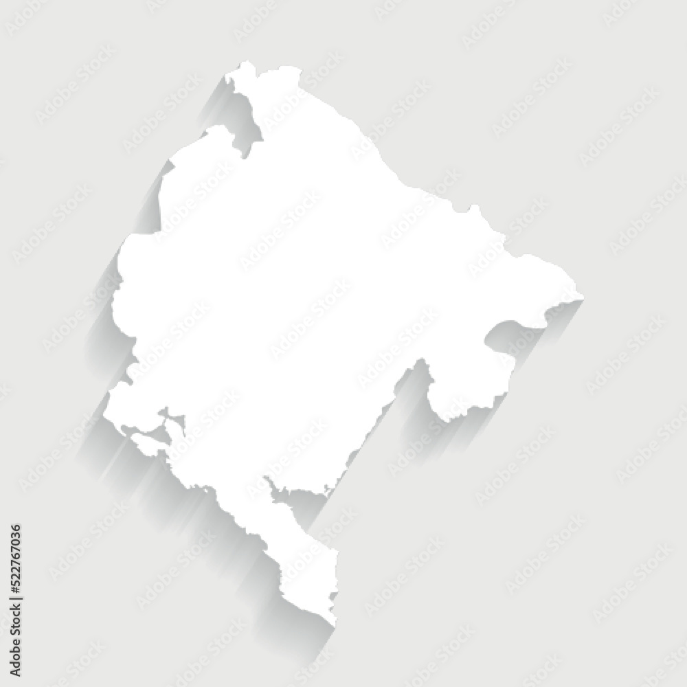 Simple white Montenegro map on gray background, vector