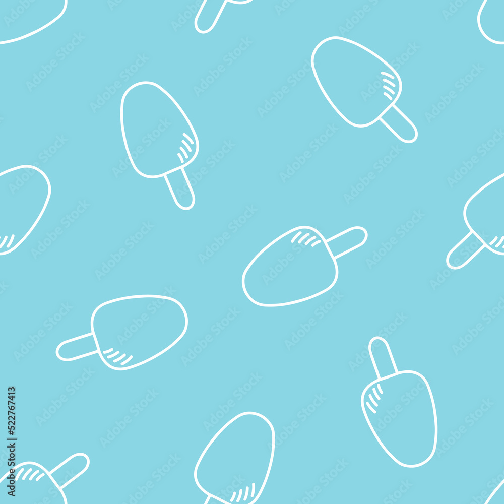 Blue seamless pattern with white ice creams