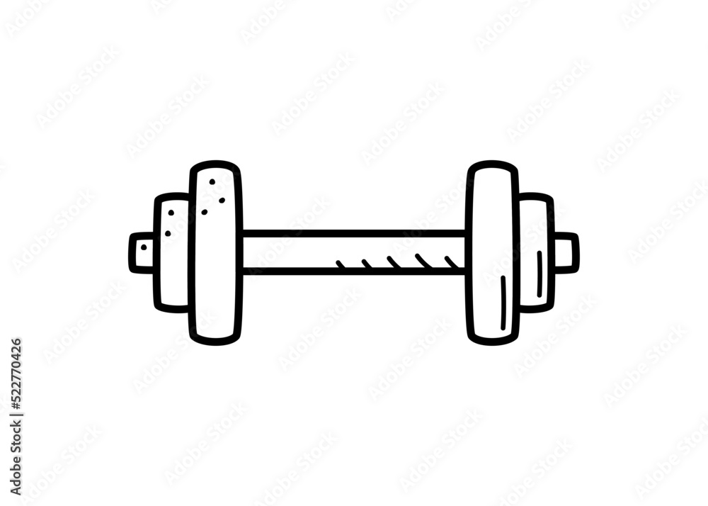 Dumbbell doodle background, sports equipment, vector illustration. Dumbbell doodle background, sports equipment, vector illustration.