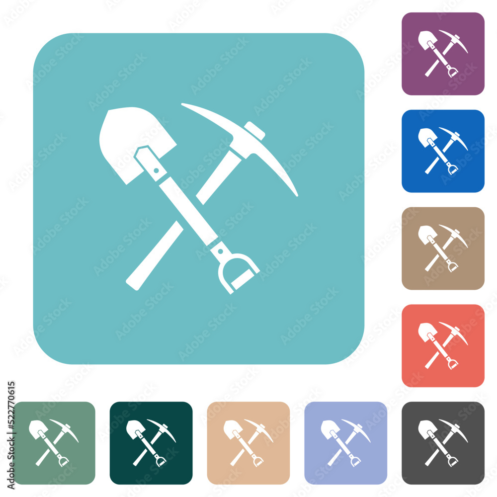 shovel and pickaxe rounded square flat icons shovel and pickaxe rounded square flat icons