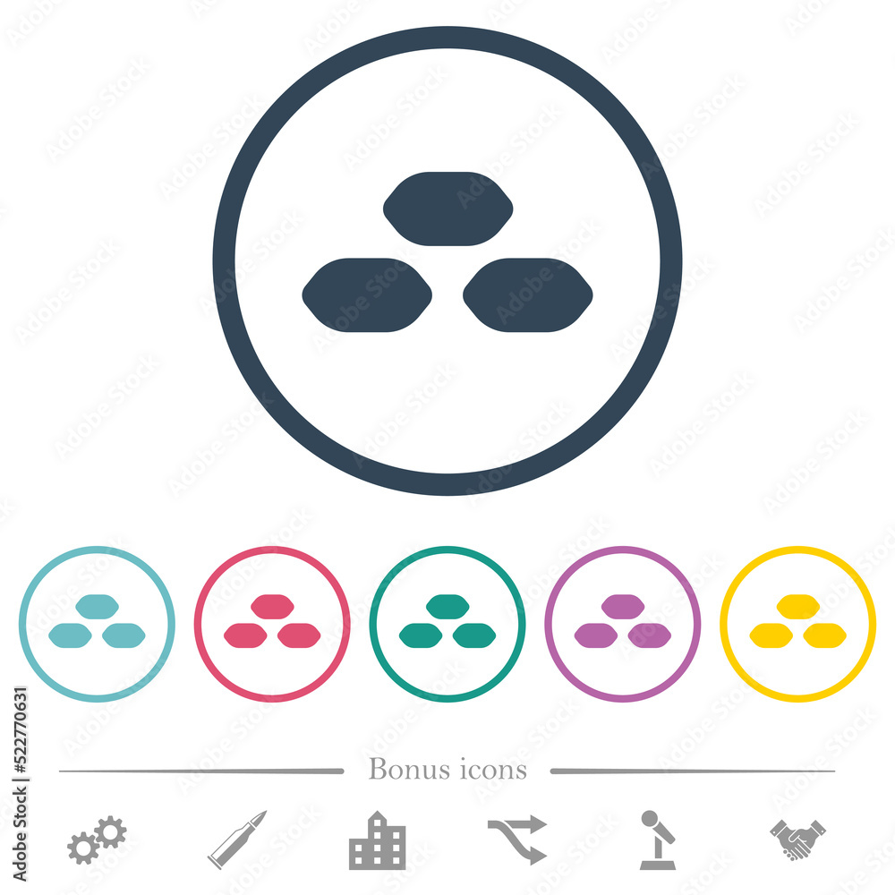 Coal briquettes flat color icons in round outlines Coal briquettes flat color icons in round outlines