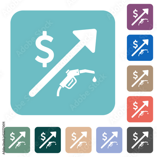 Rising fuel american dollar prices rounded square flat icons photo