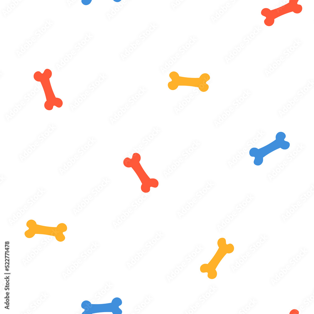 White seamless pattern with colorful dog bones. White seamless pattern with colorful dog bones.