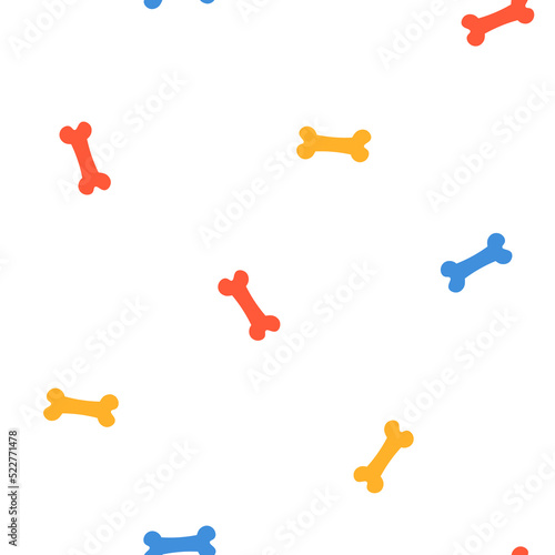White seamless pattern with colorful dog bones.