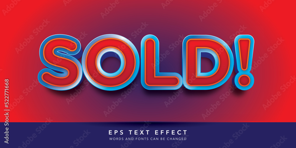 Obraz premium sold 3d editable text effect