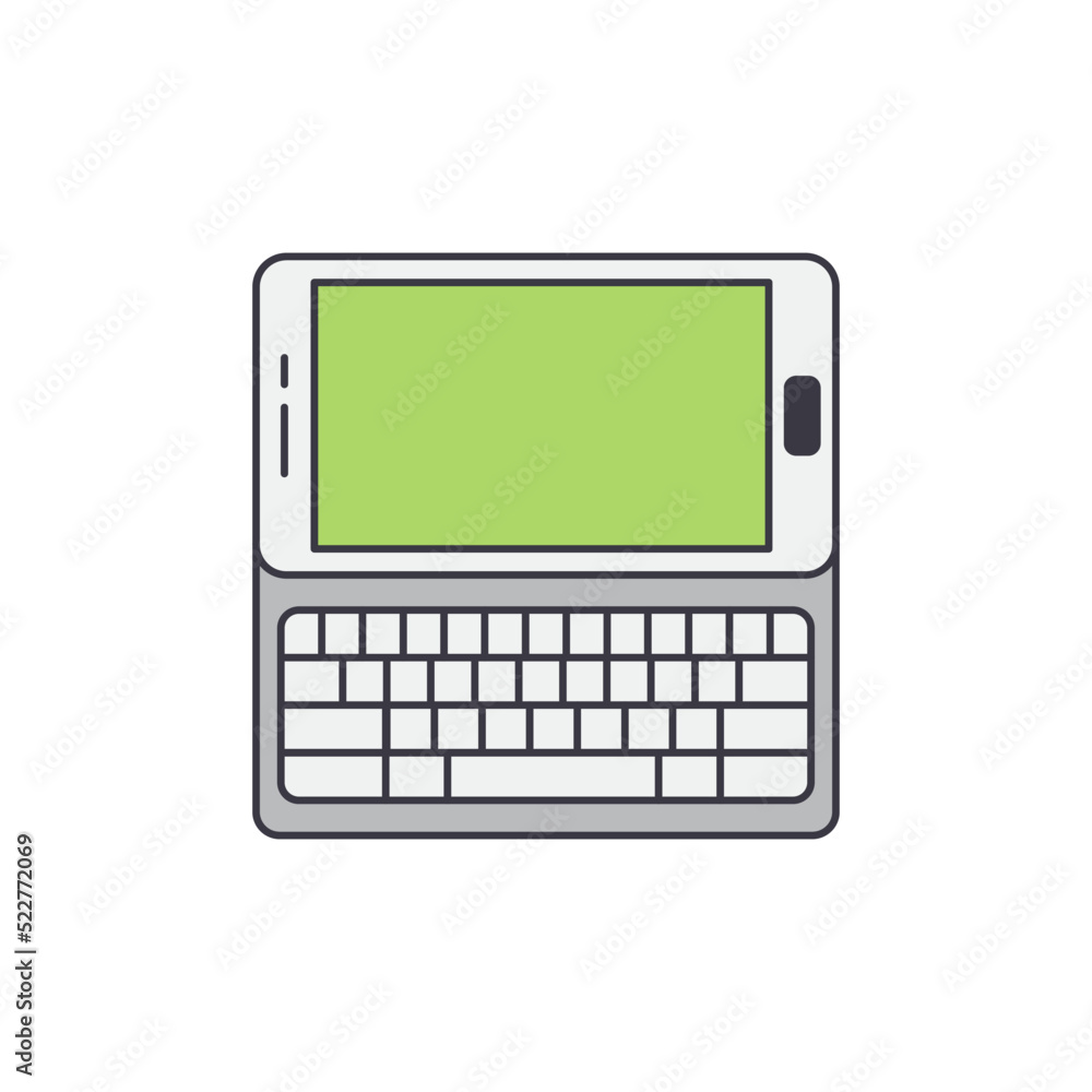 sliding phone with qwerty keyboard con in color, isolated on white background sliding phone with qwerty keyboard con in color, isolated on white background