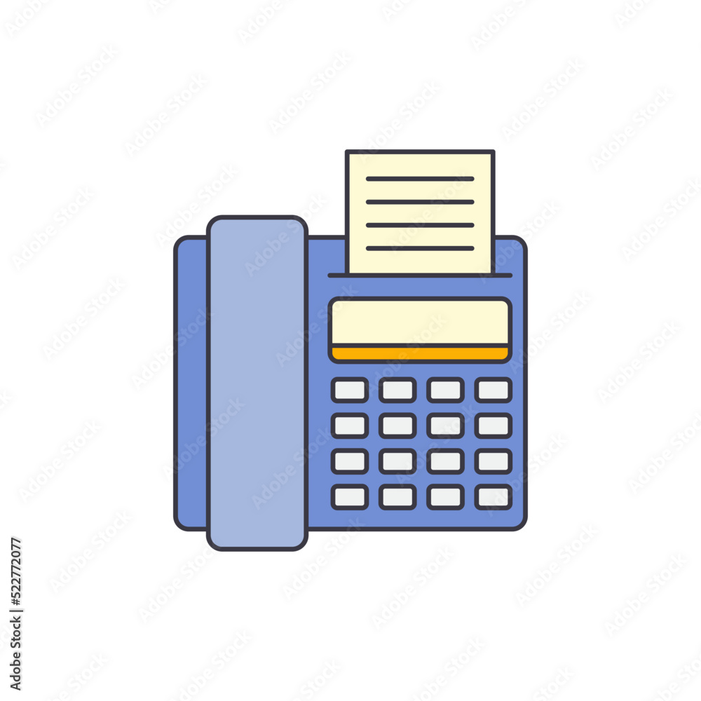 telephone with fax icon in color, isolated on white background telephone with fax icon in color, isolated on white background
